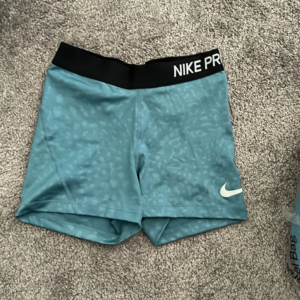 Nike Pro Spandex shorts blue leopard print